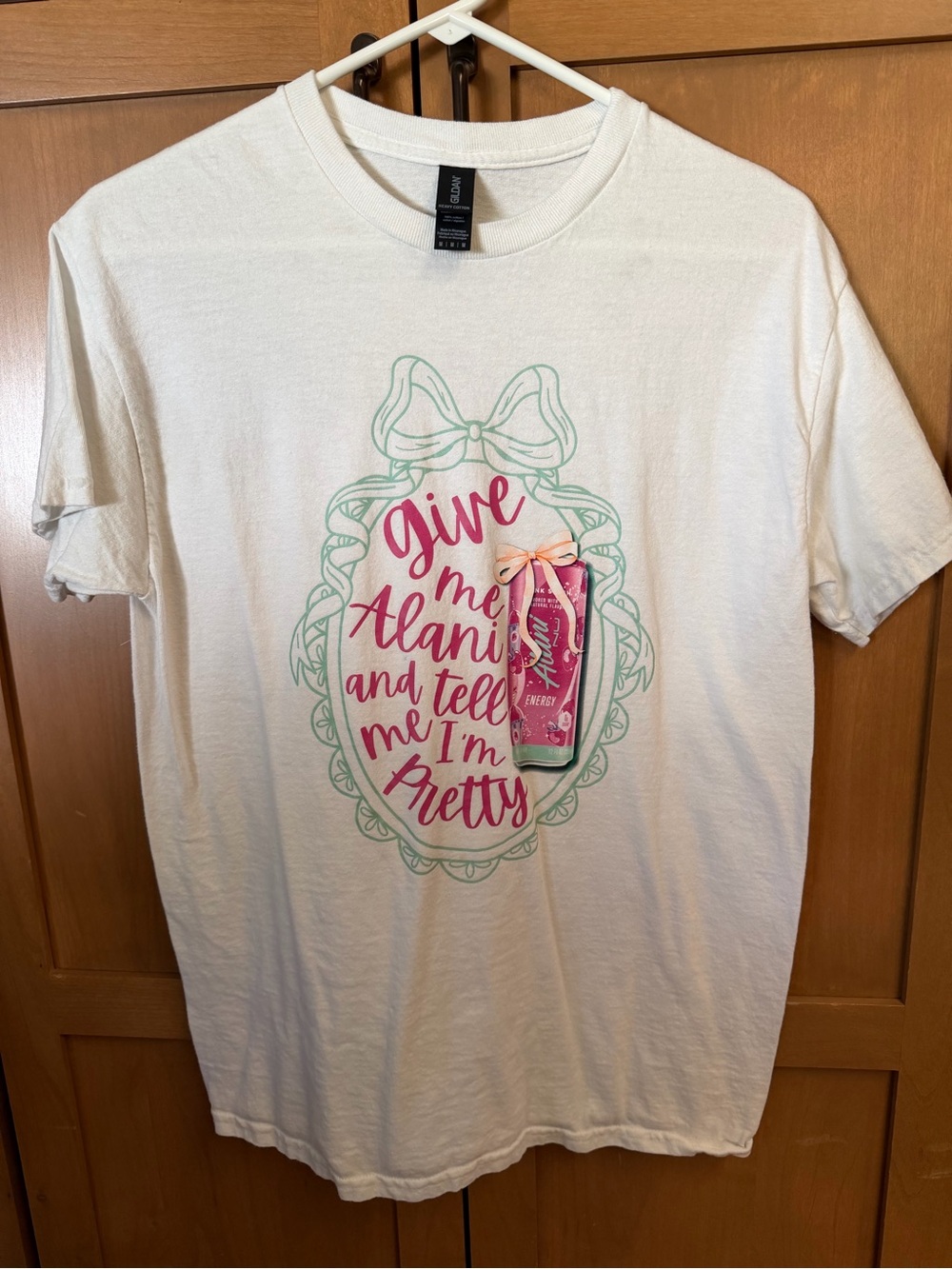 Gildan White Tee with Pink & Mint Graphic
